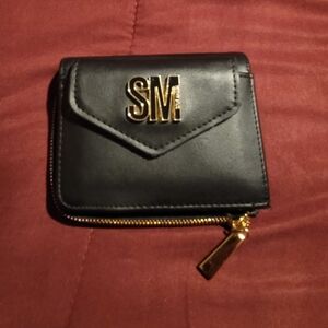 Steve Madden Black Wallet with Gold Accents